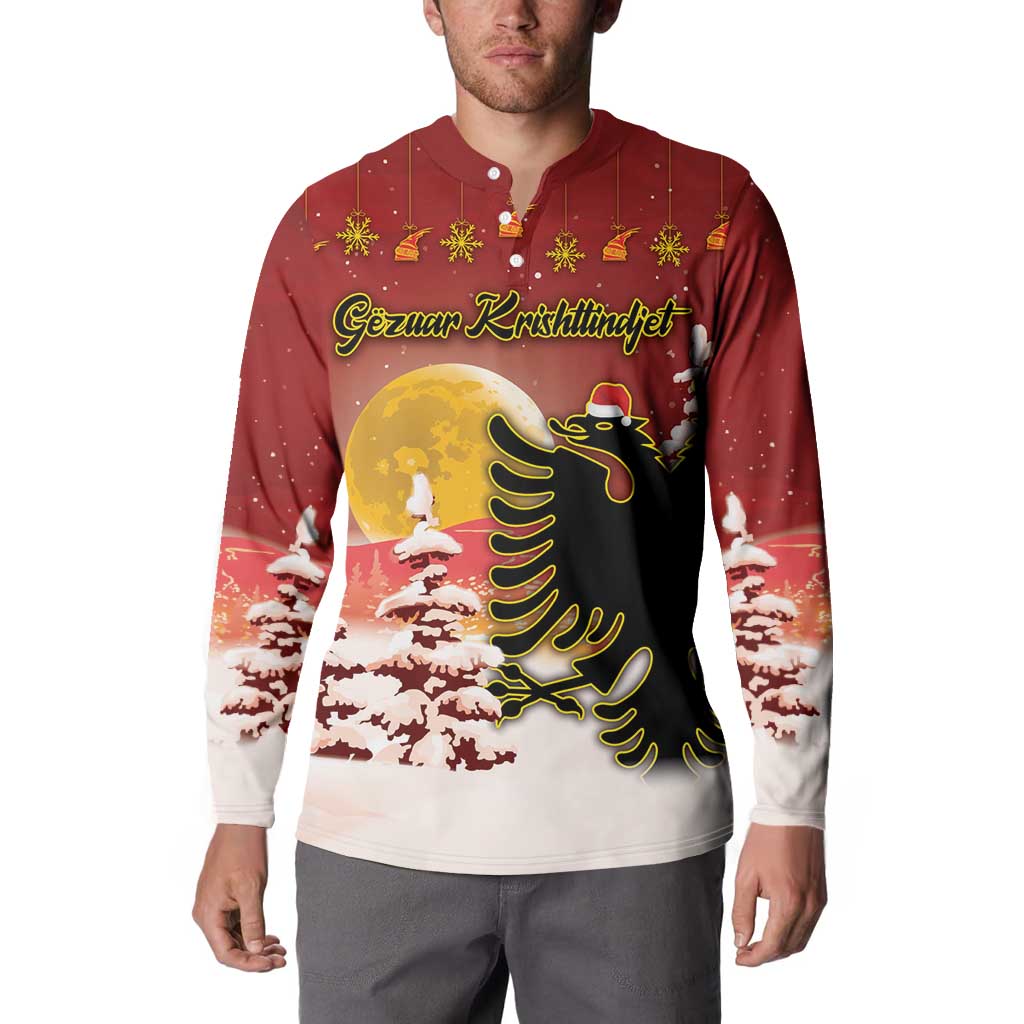 Personalized Albania Christmas Button Sweatshirt Gezuar Krishtlindjet - Wonder Print Shop