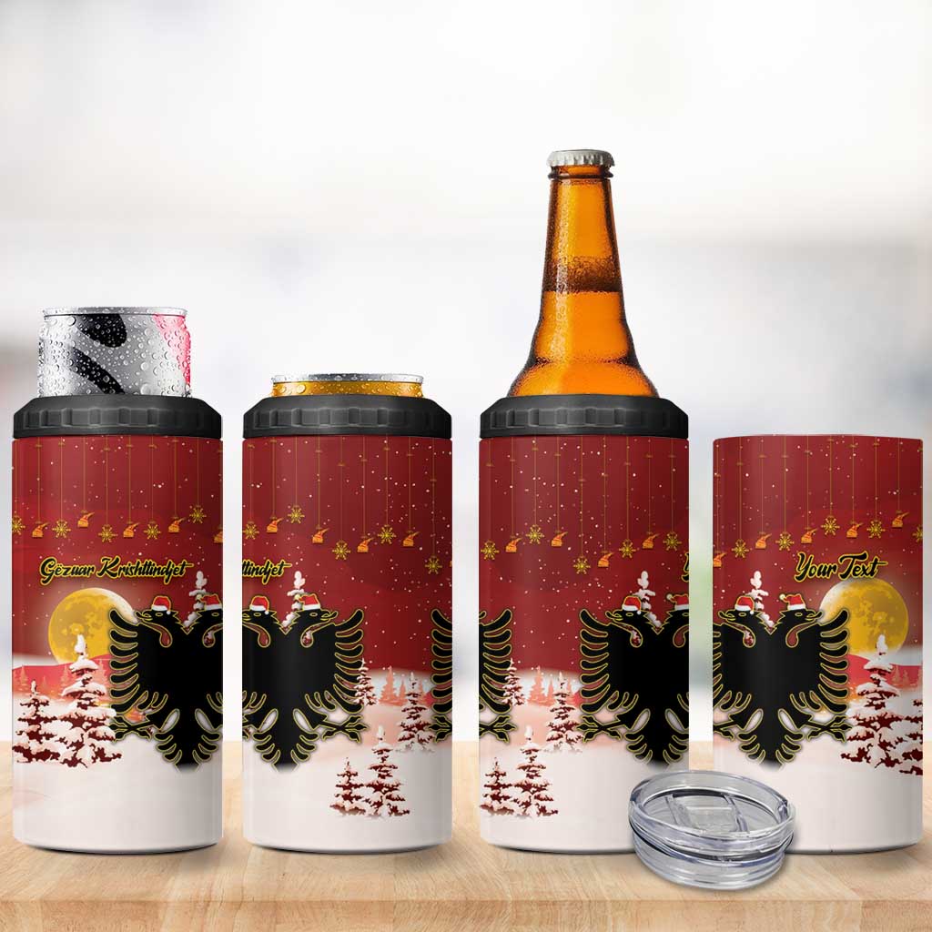 Personalized Albania Christmas 4 in 1 Can Cooler Tumbler Gezuar Krishtlindjet - Wonder Print Shop