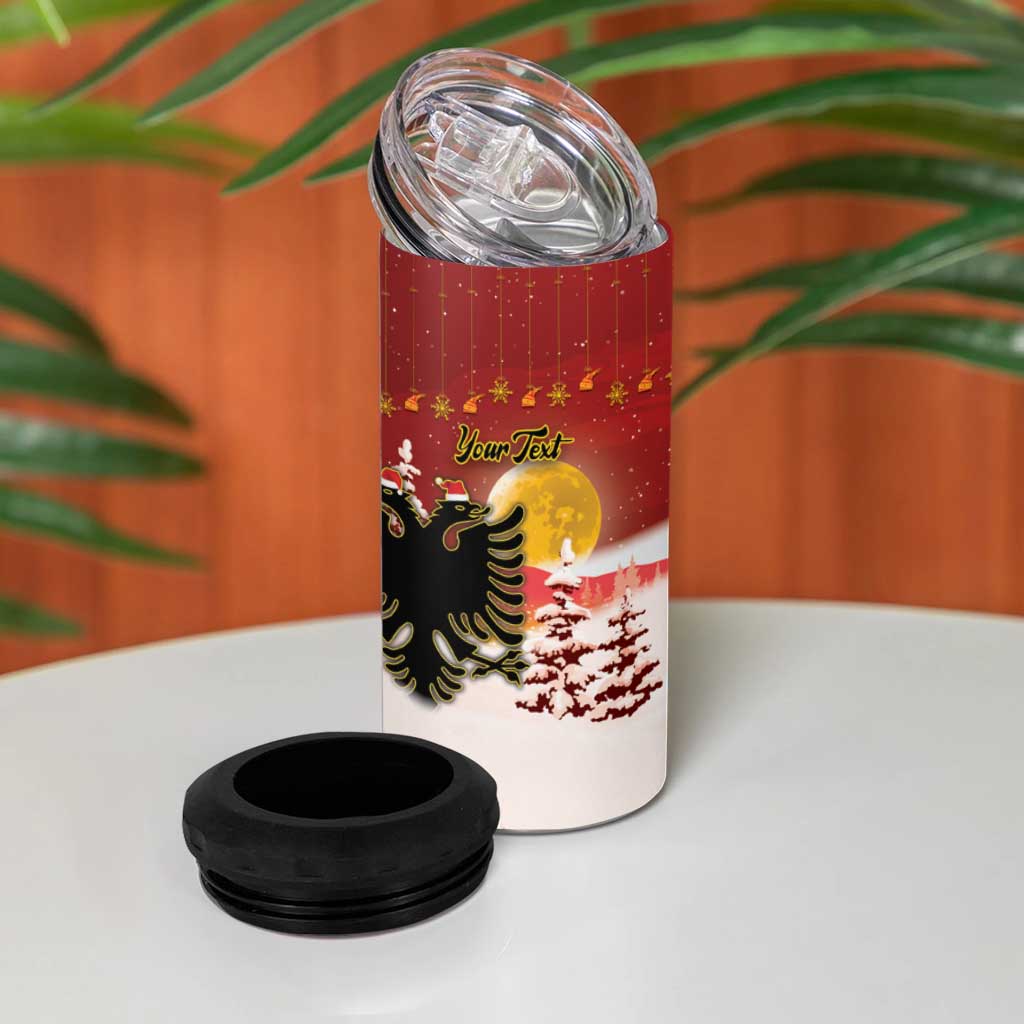 Personalized Albania Christmas 4 in 1 Can Cooler Tumbler Gezuar Krishtlindjet - Wonder Print Shop