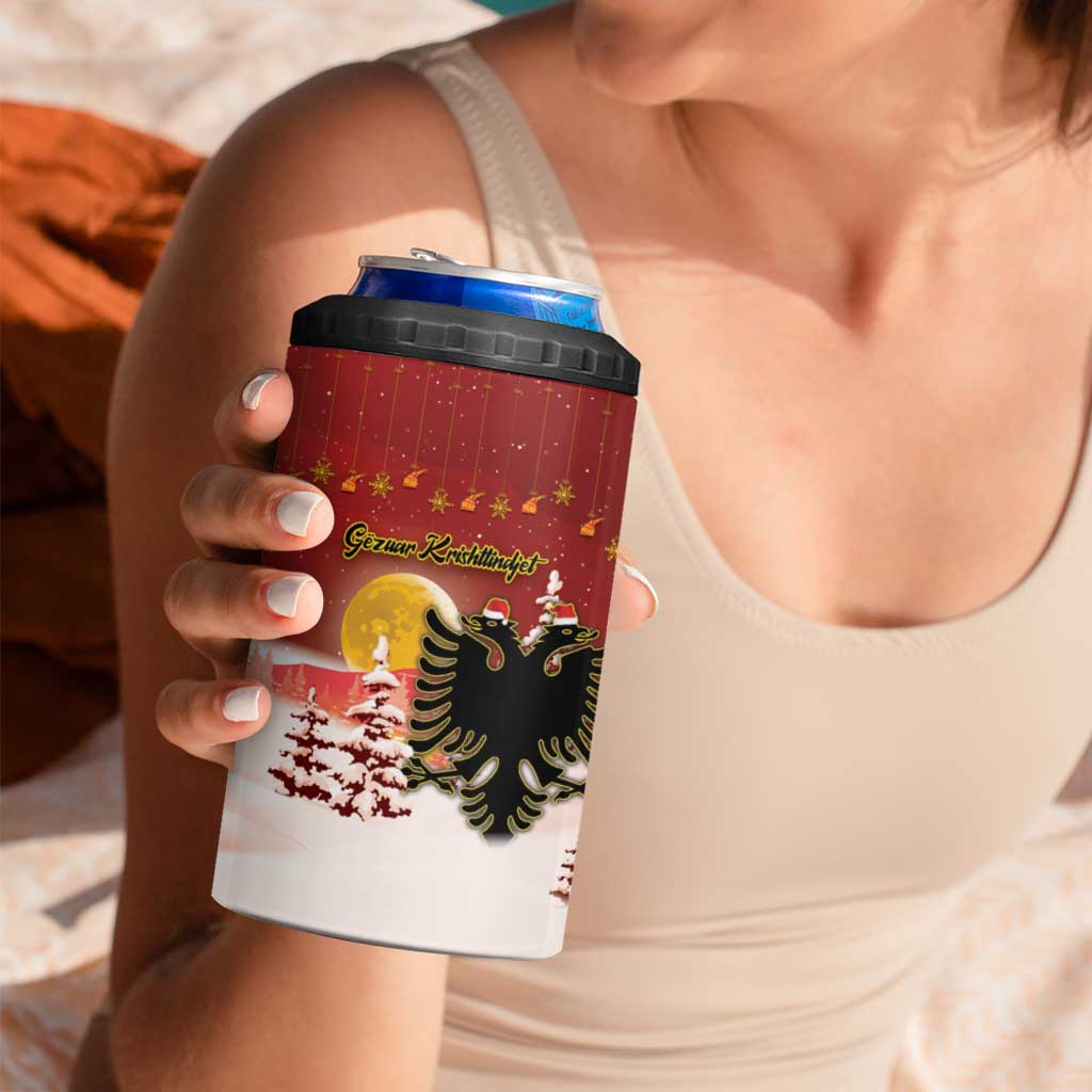 Personalized Albania Christmas 4 in 1 Can Cooler Tumbler Gezuar Krishtlindjet - Wonder Print Shop