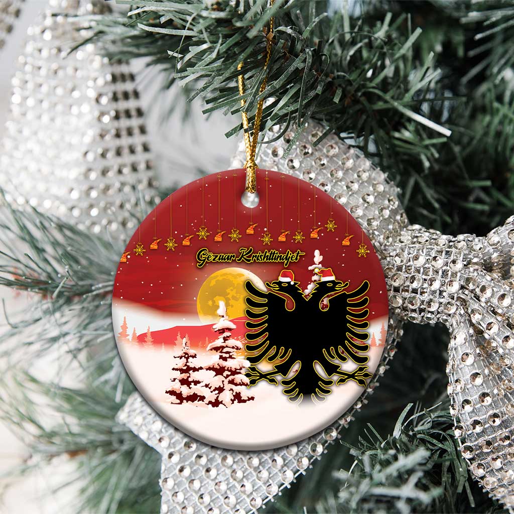 Personalized Albania Christmas Ceramic Ornament Gezuar Krishtlindjet - Wonder Print Shop