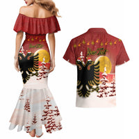 Personalized Albania Christmas Couples Matching Mermaid Dress and Hawaiian Shirt Gezuar Krishtlindjet - Wonder Print Shop