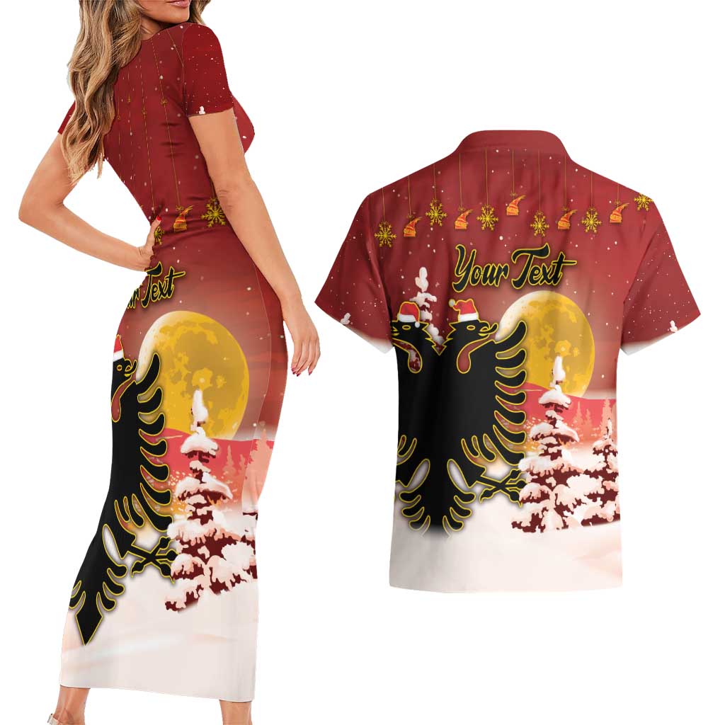 Personalized Albania Christmas Couples Matching Short Sleeve Bodycon Dress and Hawaiian Shirt Gezuar Krishtlindjet - Wonder Print Shop