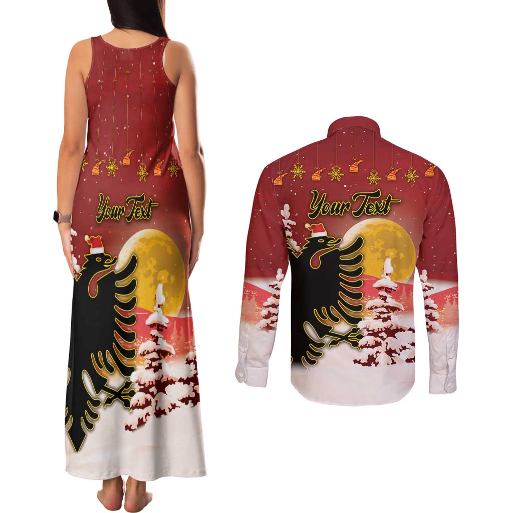 Personalized Albania Christmas Couples Matching Tank Maxi Dress and Long Sleeve Button Shirt Gezuar Krishtlindjet - Wonder Print Shop
