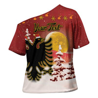 Personalized Albania Christmas Cross Shoulder Shirt Gezuar Krishtlindjet - Wonder Print Shop