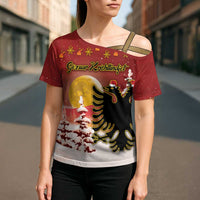 Personalized Albania Christmas Cross Shoulder Shirt Gezuar Krishtlindjet - Wonder Print Shop