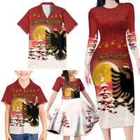 Personalized Albania Christmas Family Matching Long Sleeve Bodycon Dress and Hawaiian Shirt Gezuar Krishtlindjet - Wonder Print Shop