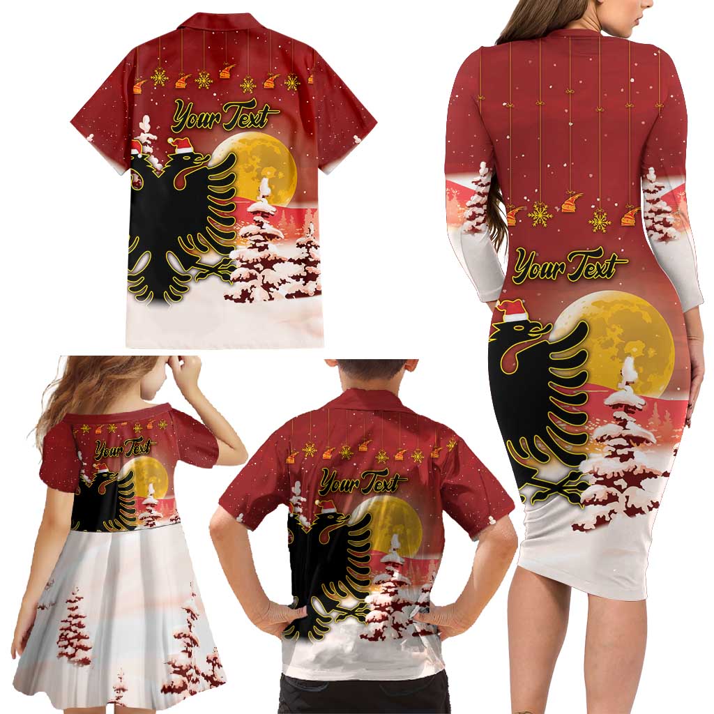 Personalized Albania Christmas Family Matching Long Sleeve Bodycon Dress and Hawaiian Shirt Gezuar Krishtlindjet - Wonder Print Shop