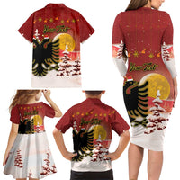 Personalized Albania Christmas Family Matching Long Sleeve Bodycon Dress and Hawaiian Shirt Gezuar Krishtlindjet - Wonder Print Shop