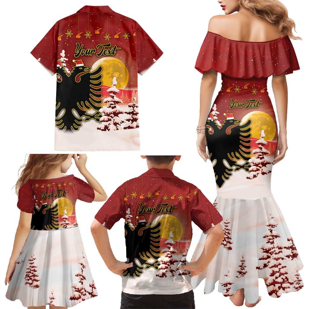 Personalized Albania Christmas Family Matching Mermaid Dress and Hawaiian Shirt Gezuar Krishtlindjet - Wonder Print Shop