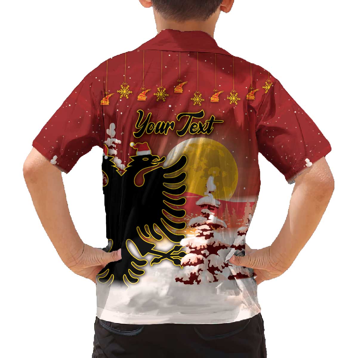 Personalized Albania Christmas Family Matching Off The Shoulder Long Sleeve Dress and Hawaiian Shirt Gezuar Krishtlindjet - Wonder Print Shop