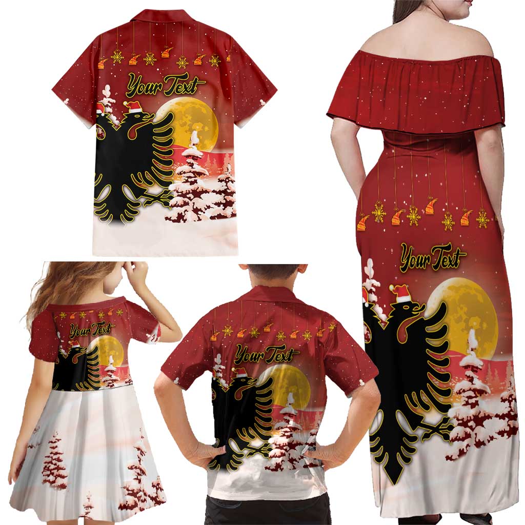 Personalized Albania Christmas Family Matching Off Shoulder Maxi Dress and Hawaiian Shirt Gezuar Krishtlindjet - Wonder Print Shop