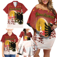 Personalized Albania Christmas Family Matching Off Shoulder Short Dress and Hawaiian Shirt Gezuar Krishtlindjet - Wonder Print Shop