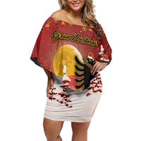 Personalized Albania Christmas Family Matching Off Shoulder Short Dress and Hawaiian Shirt Gezuar Krishtlindjet - Wonder Print Shop