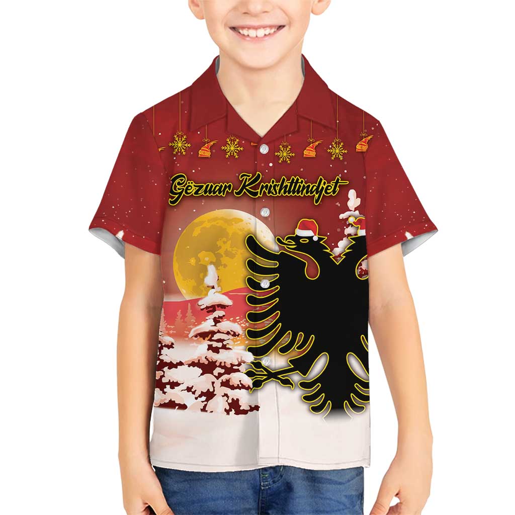 Personalized Albania Christmas Family Matching Off Shoulder Short Dress and Hawaiian Shirt Gezuar Krishtlindjet - Wonder Print Shop