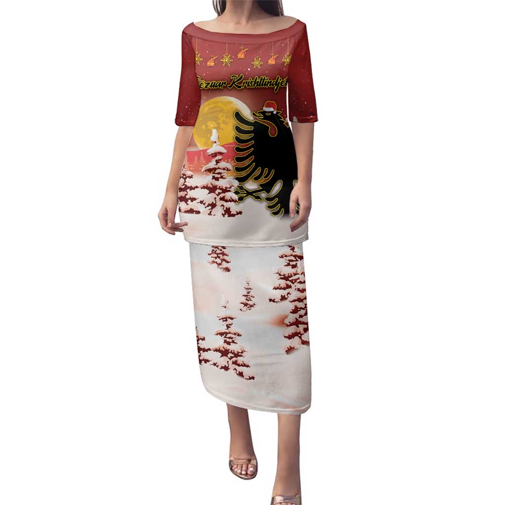 Personalized Albania Christmas Family Matching Puletasi and Hawaiian Shirt Gezuar Krishtlindjet - Wonder Print Shop