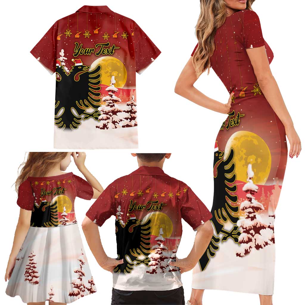 Personalized Albania Christmas Family Matching Short Sleeve Bodycon Dress and Hawaiian Shirt Gezuar Krishtlindjet - Wonder Print Shop