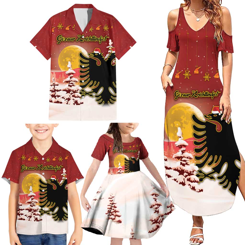 Personalized Albania Christmas Family Matching Summer Maxi Dress and Hawaiian Shirt Gezuar Krishtlindjet - Wonder Print Shop