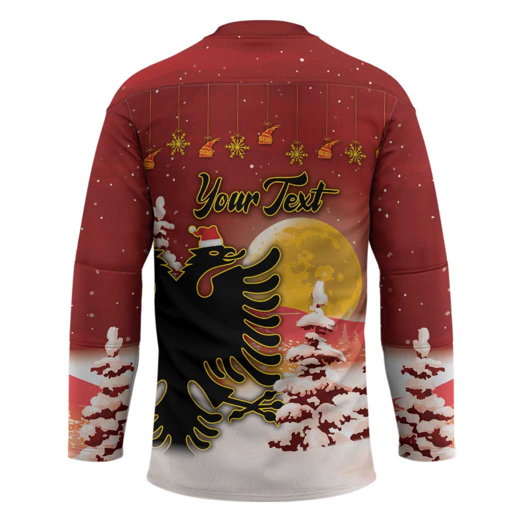 Personalized Albania Christmas Hockey Jersey Gezuar Krishtlindjet - Wonder Print Shop