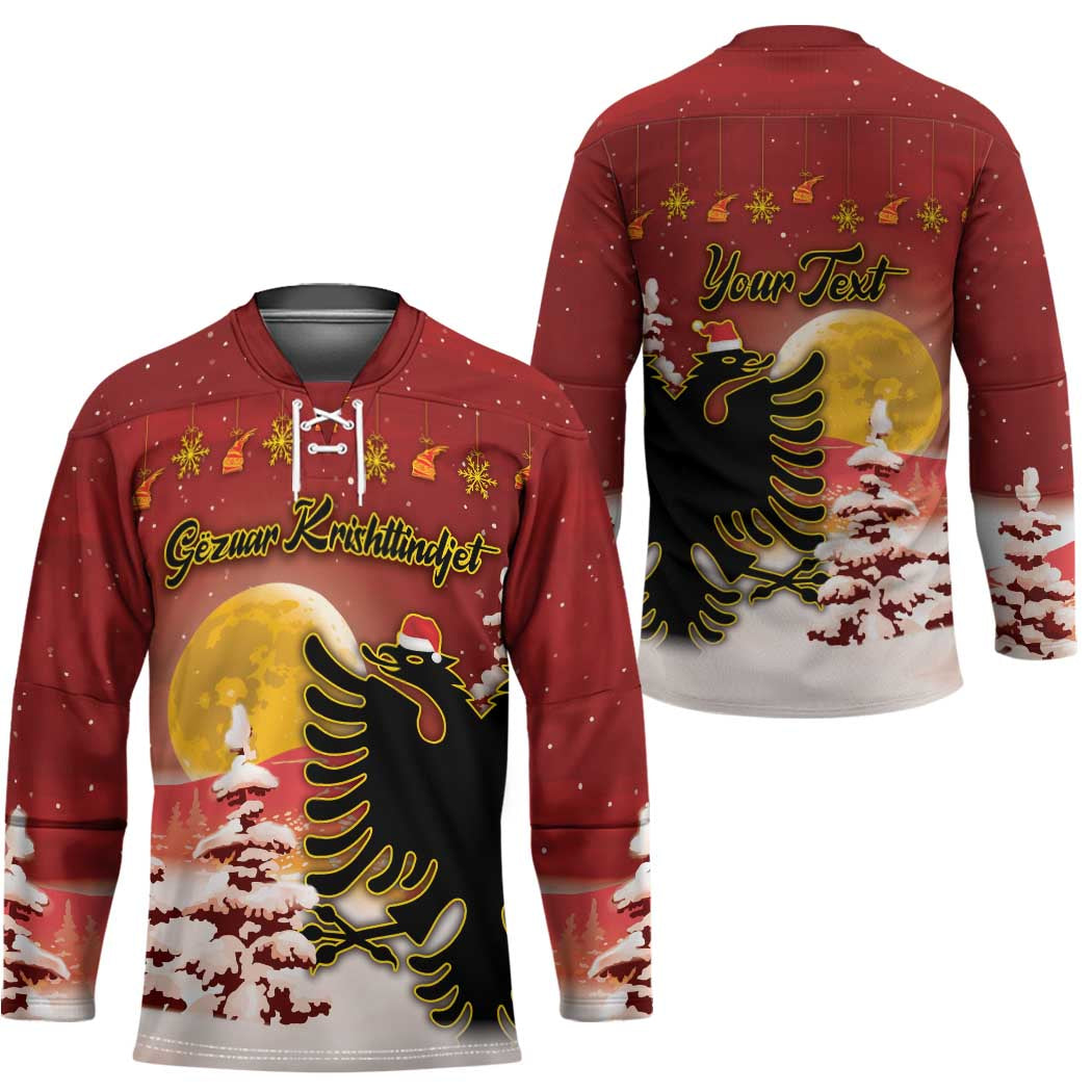 Personalized Albania Christmas Hockey Jersey Gezuar Krishtlindjet - Wonder Print Shop