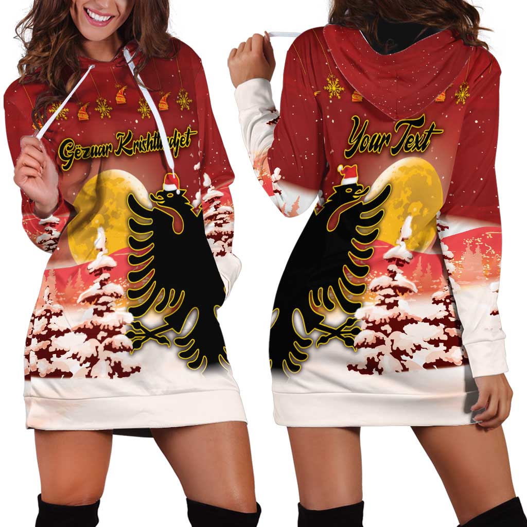Personalized Albania Christmas Hoodie Dress Gezuar Krishtlindjet - Wonder Print Shop