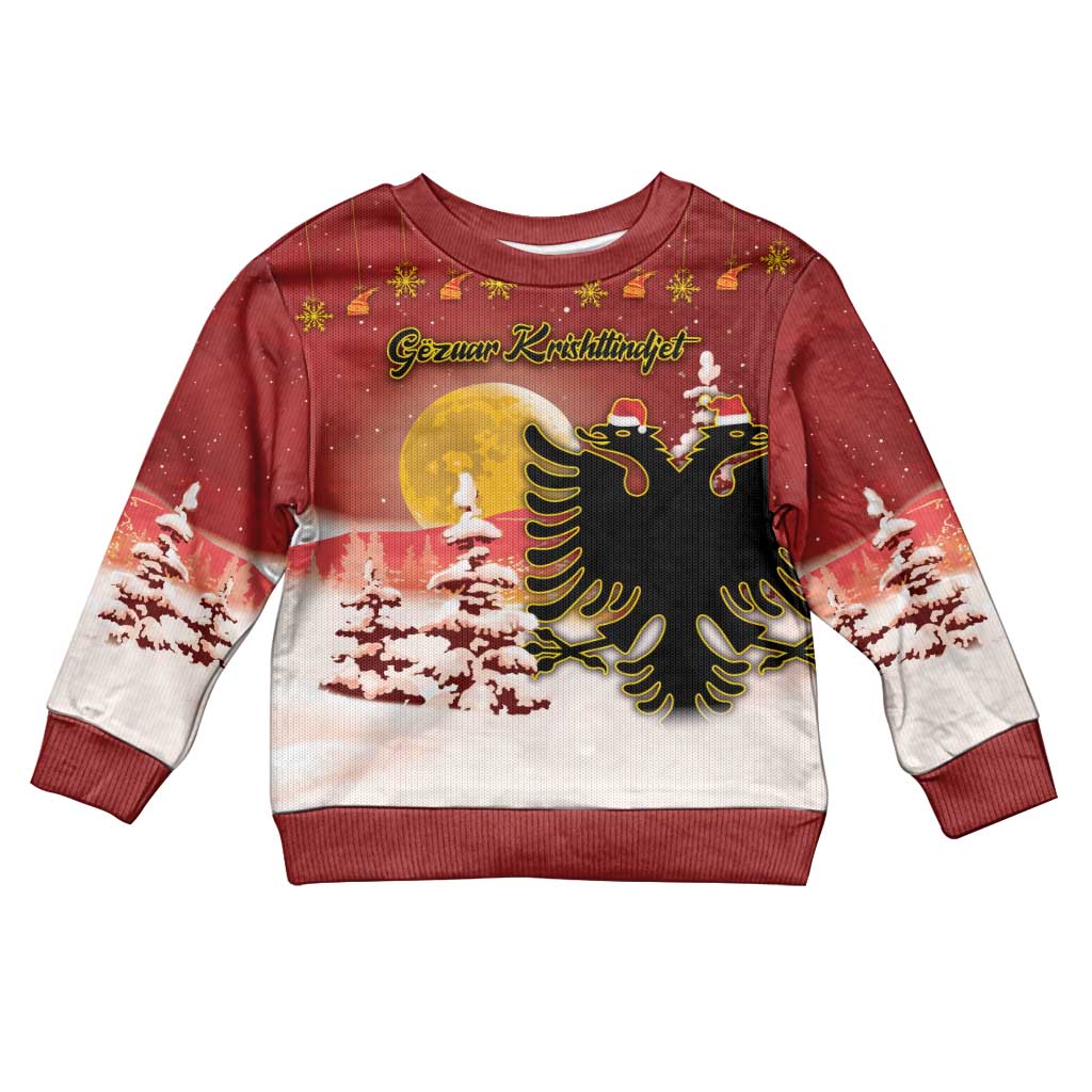 Personalized Albania Christmas Kid Ugly Christmas Sweater Gezuar Krishtlindjet - Wonder Print Shop