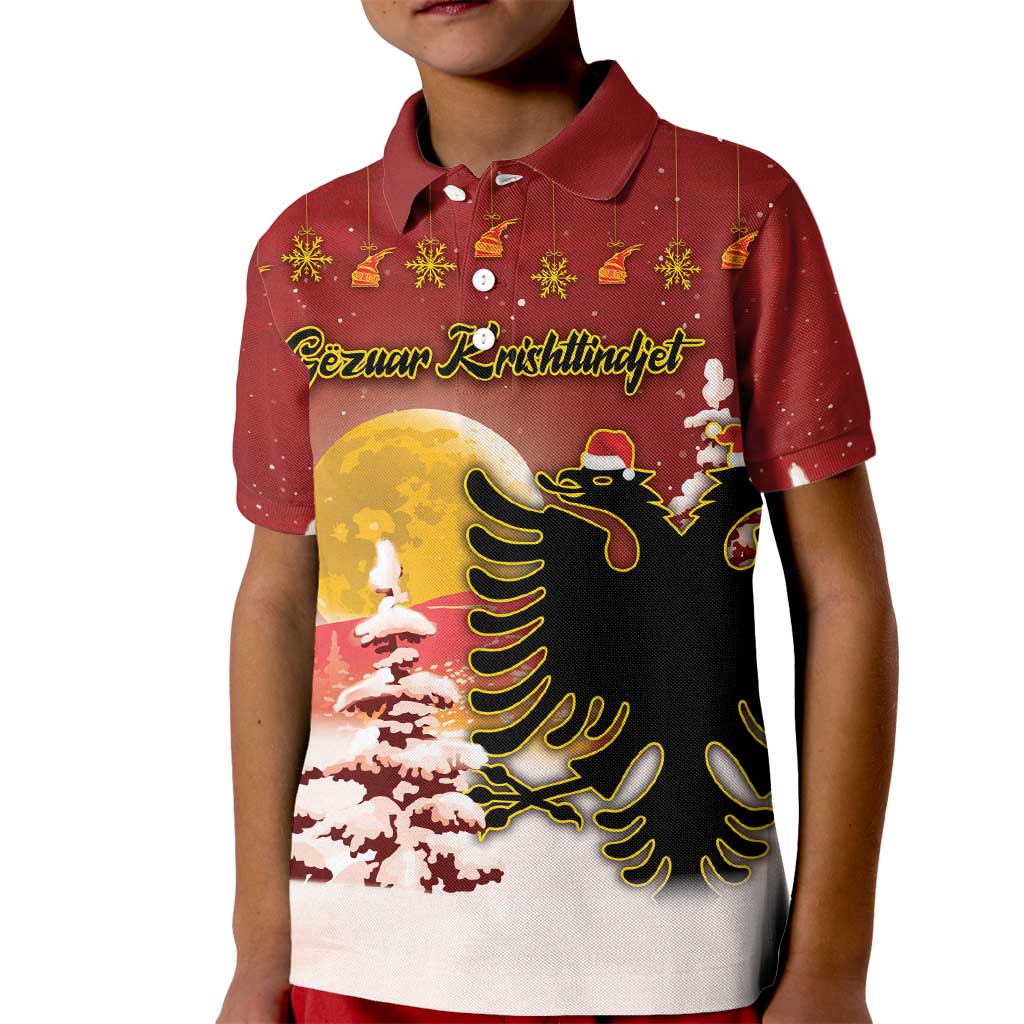 Personalized Albania Christmas Kid Polo Shirt Gezuar Krishtlindjet - Wonder Print Shop