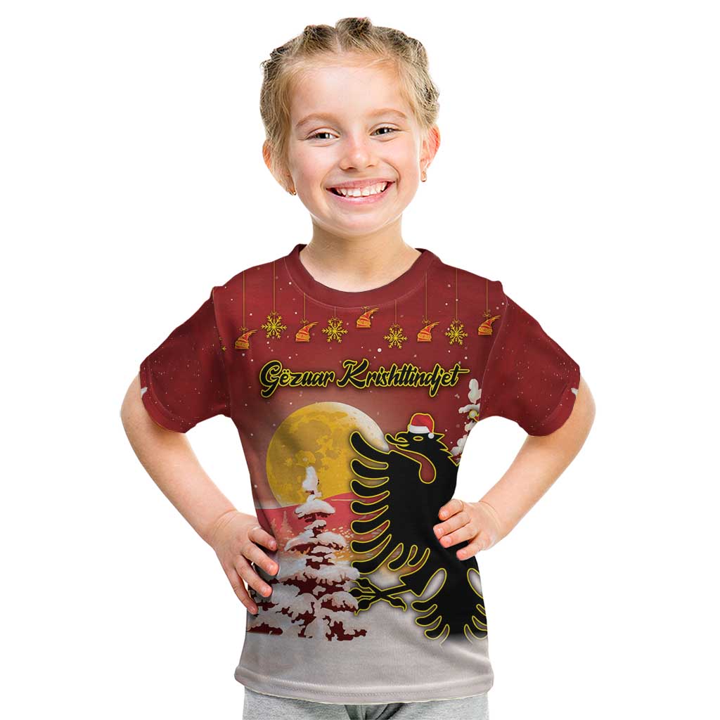 Personalized Albania Christmas Kid T Shirt Gezuar Krishtlindjet - Wonder Print Shop