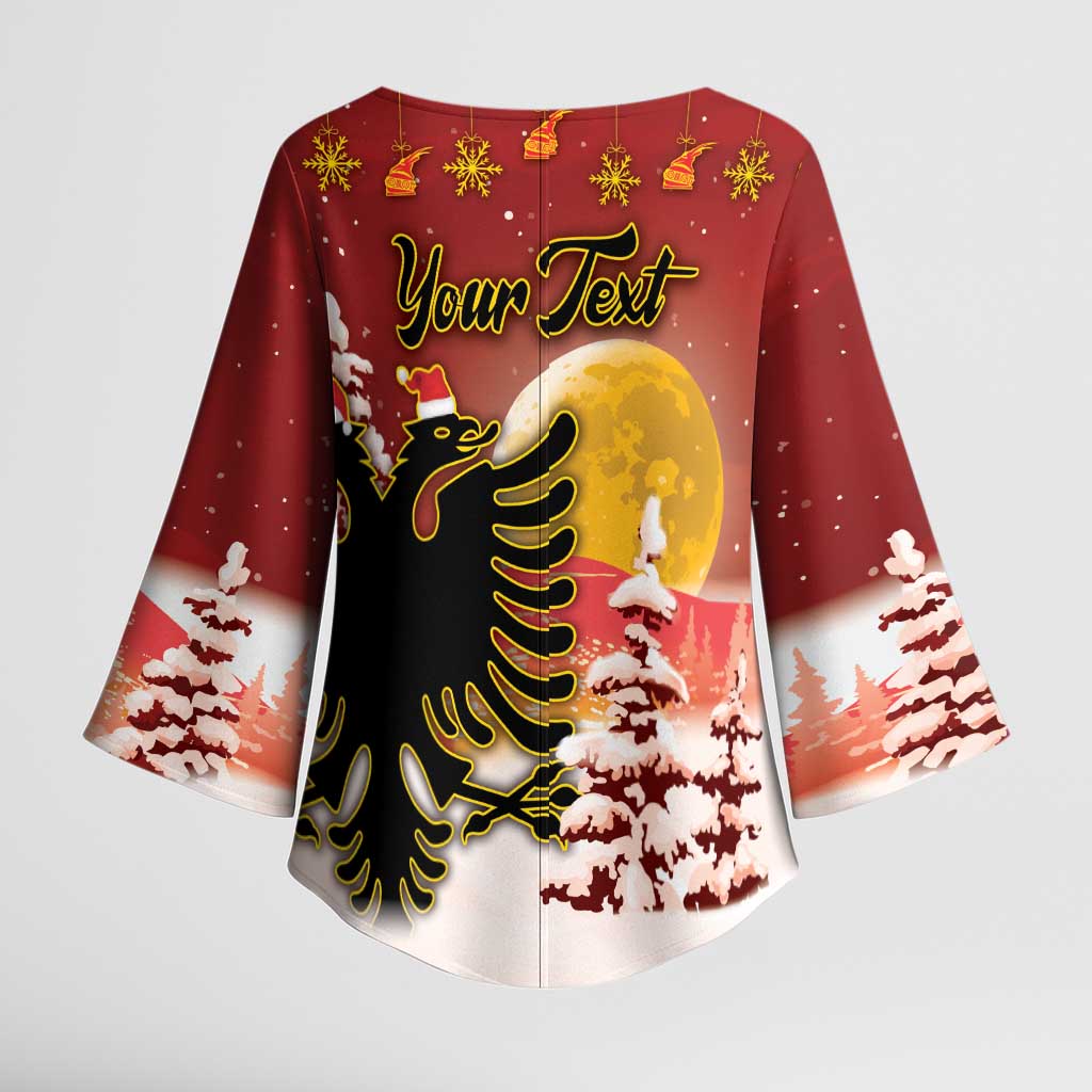 Personalized Albania Christmas Kimono Sleeve Blouse Gezuar Krishtlindjet - Wonder Print Shop
