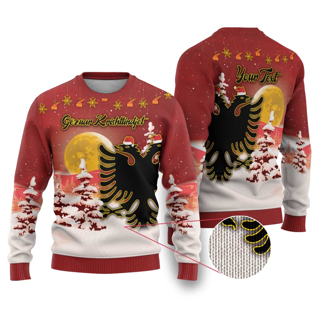 Personalized Albania Christmas Ugly Christmas Sweater Gezuar Krishtlindjet - Wonder Print Shop