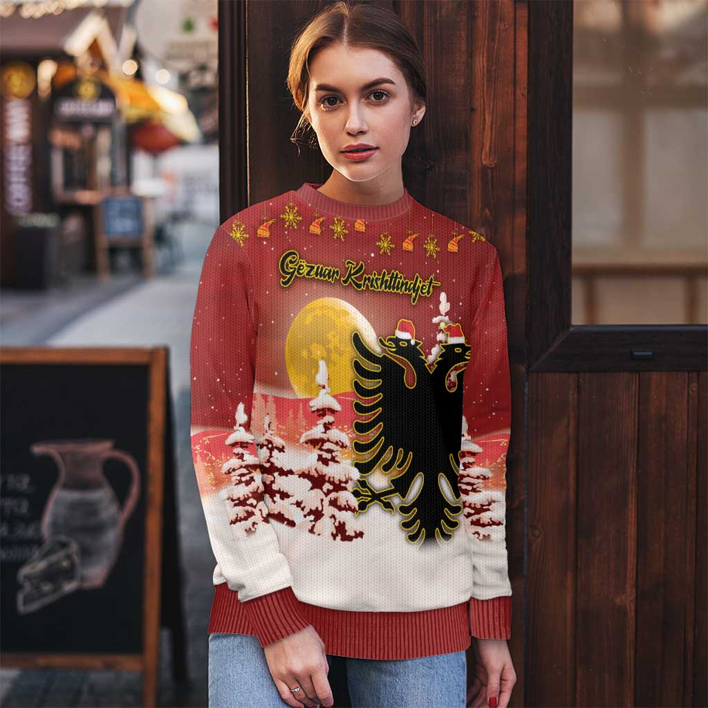 Personalized Albania Christmas Ugly Christmas Sweater Gezuar Krishtlindjet - Wonder Print Shop