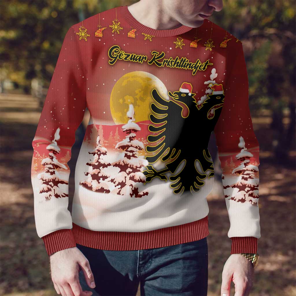 Personalized Albania Christmas Ugly Christmas Sweater Gezuar Krishtlindjet - Wonder Print Shop