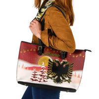 Albania Christmas Leather Tote Bag Gezuar Krishtlindjet - Wonder Print Shop