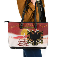 Albania Christmas Leather Tote Bag Gezuar Krishtlindjet - Wonder Print Shop