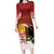 Personalized Albania Christmas Long Sleeve Bodycon Dress Gezuar Krishtlindjet - Wonder Print Shop