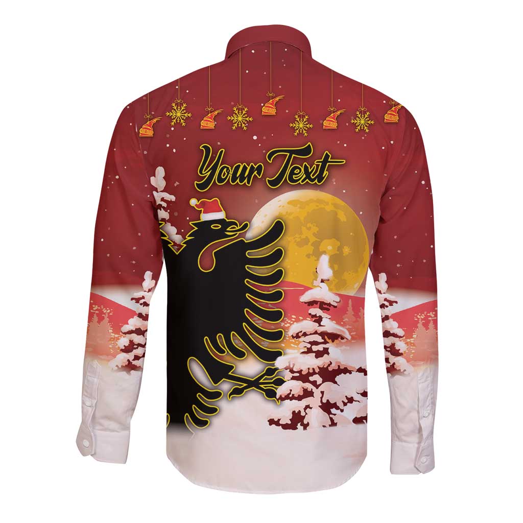 Personalized Albania Christmas Long Sleeve Button Shirt Gezuar Krishtlindjet - Wonder Print Shop