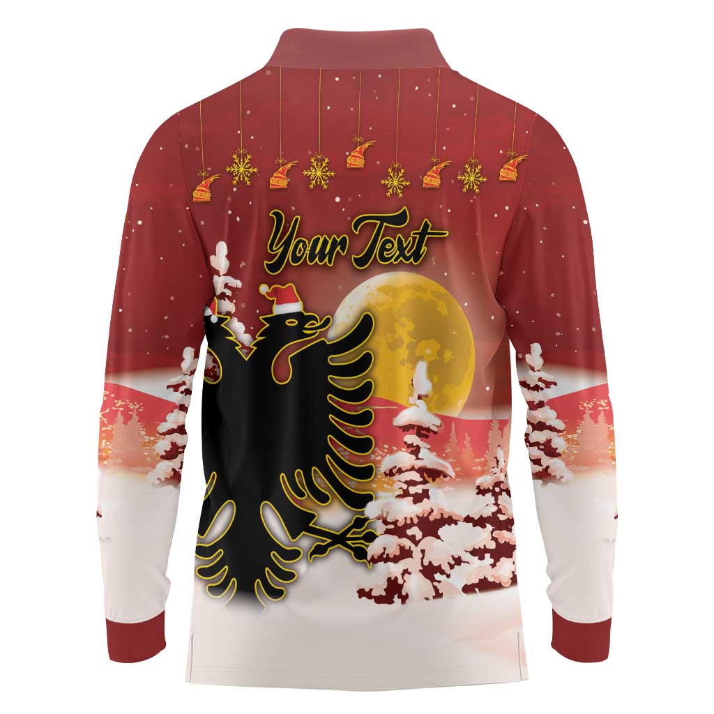 Personalized Albania Christmas Long Sleeve Polo Shirt Gezuar Krishtlindjet - Wonder Print Shop