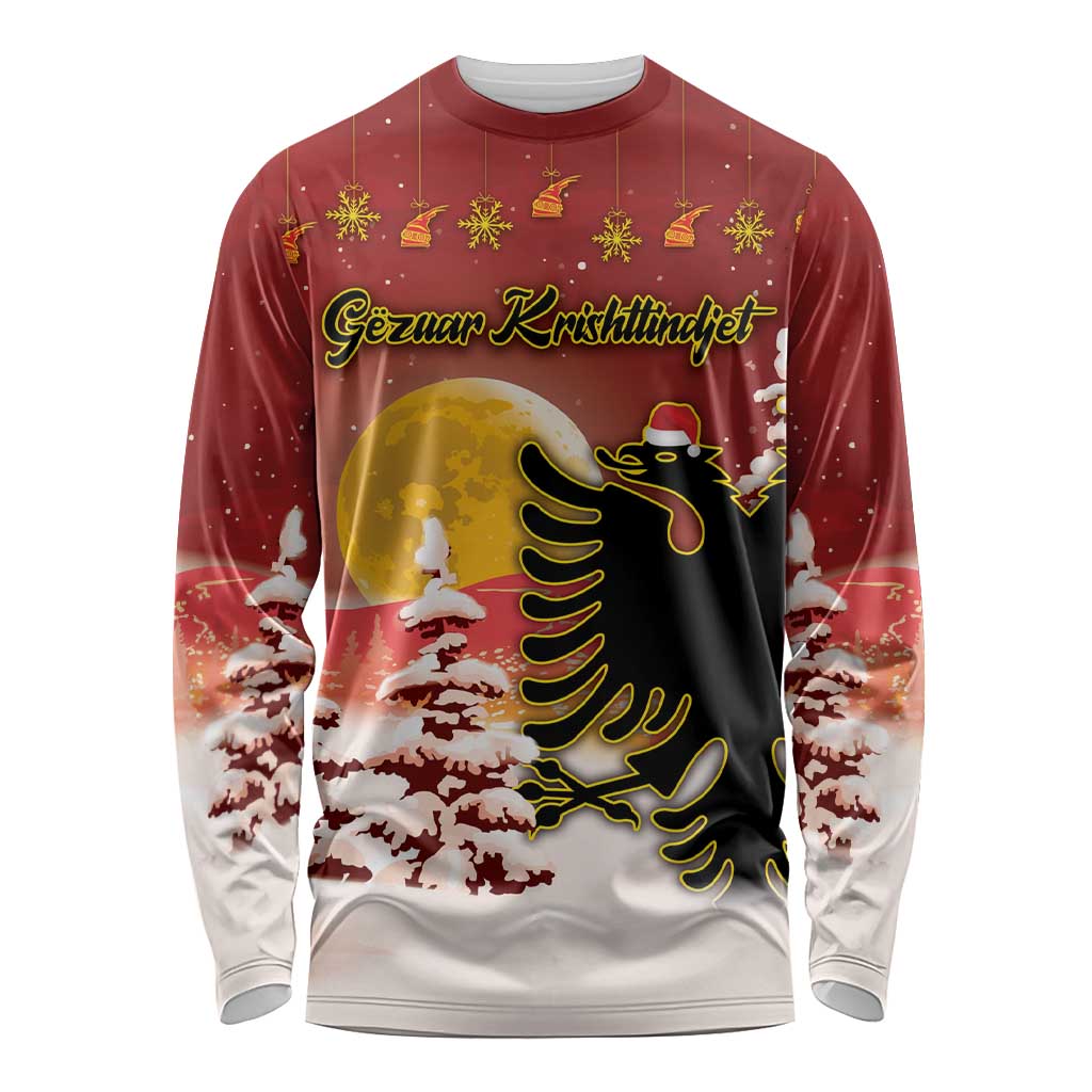 Personalized Albania Christmas Long Sleeve Shirt Gezuar Krishtlindjet - Wonder Print Shop