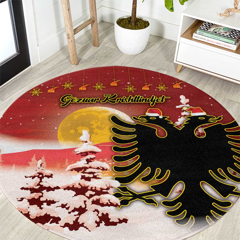 Albania Christmas Round Carpet Gezuar Krishtlindjet - Wonder Print Shop