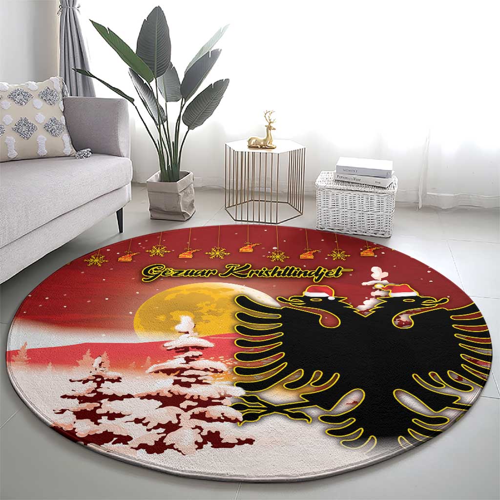 Albania Christmas Round Carpet Gezuar Krishtlindjet - Wonder Print Shop