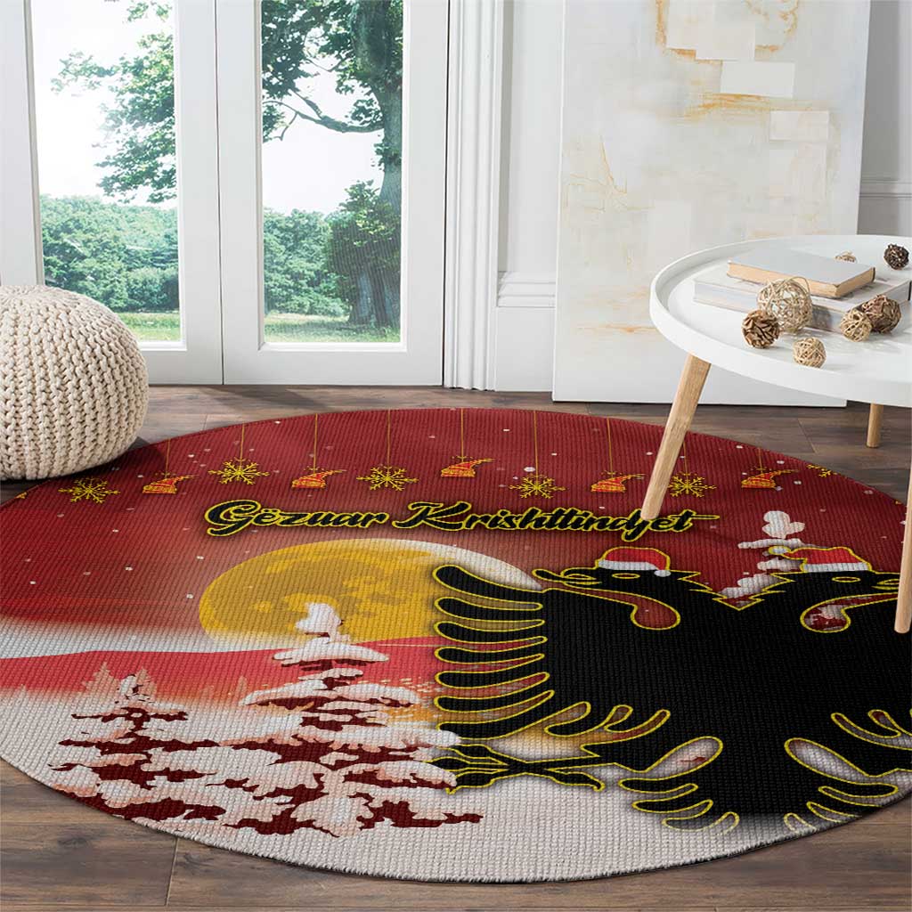 Albania Christmas Round Carpet Gezuar Krishtlindjet - Wonder Print Shop