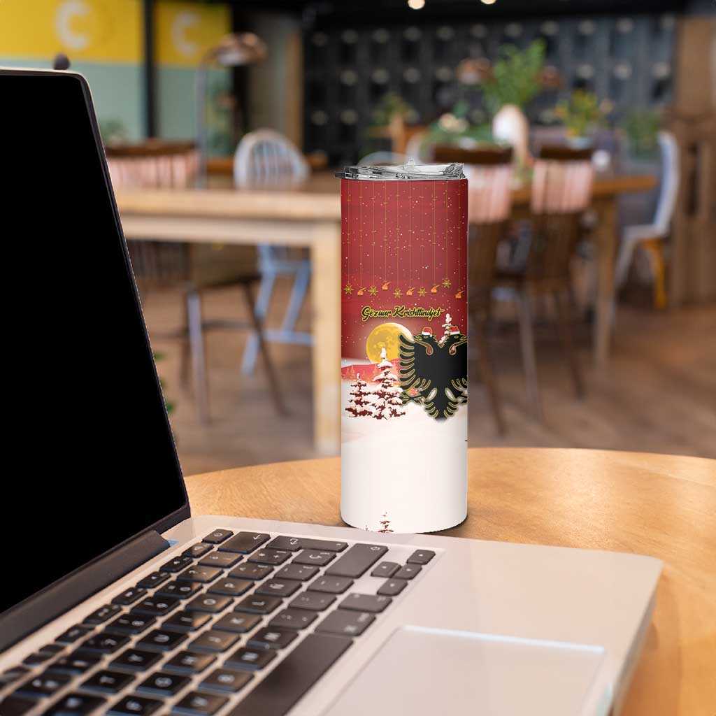 Personalized Albania Christmas Skinny Tumbler Gezuar Krishtlindjet - Wonder Print Shop