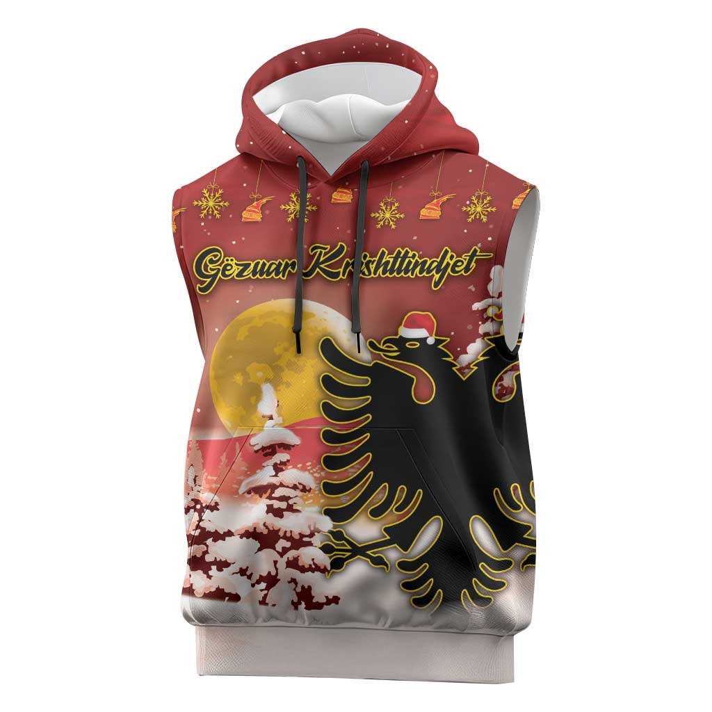 Personalized Albania Christmas Sleeveless Hoodie Gezuar Krishtlindjet - Wonder Print Shop