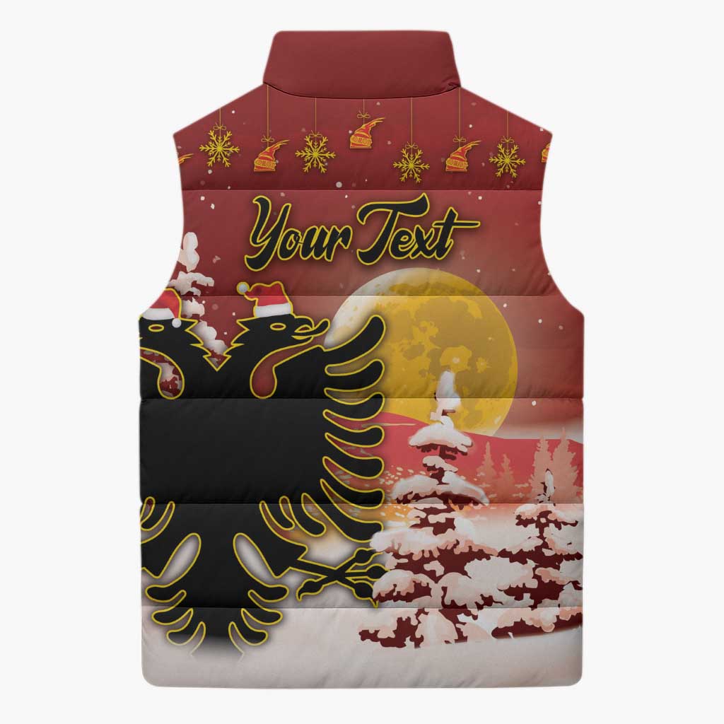 Personalized Albania Christmas Sleeveless Puffer Jacket Gezuar Krishtlindjet - Wonder Print Shop