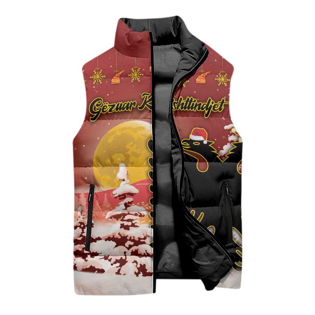 Personalized Albania Christmas Sleeveless Puffer Jacket Gezuar Krishtlindjet - Wonder Print Shop