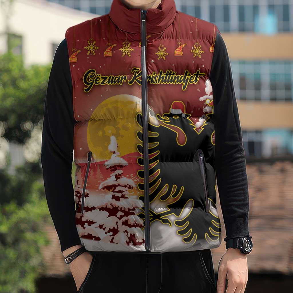 Personalized Albania Christmas Sleeveless Puffer Jacket Gezuar Krishtlindjet - Wonder Print Shop