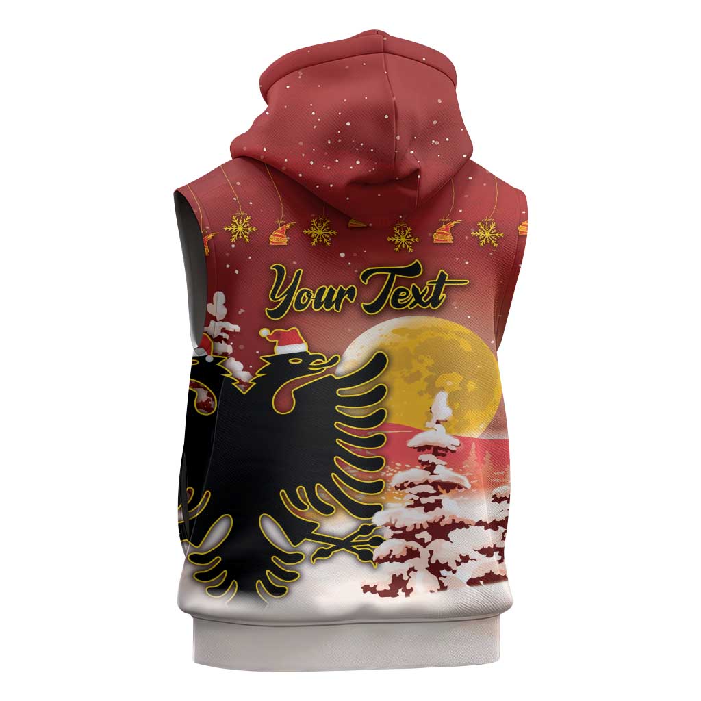 Personalized Albania Christmas Sleeveless Zip Hoodie Gezuar Krishtlindjet - Wonder Print Shop
