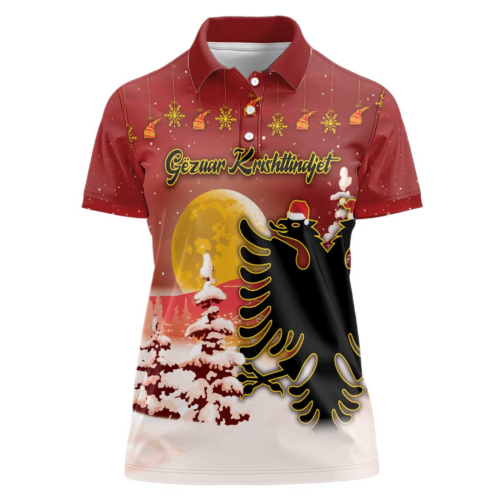 Personalized Albania Christmas Women Polo Shirt Gezuar Krishtlindjet - Wonder Print Shop