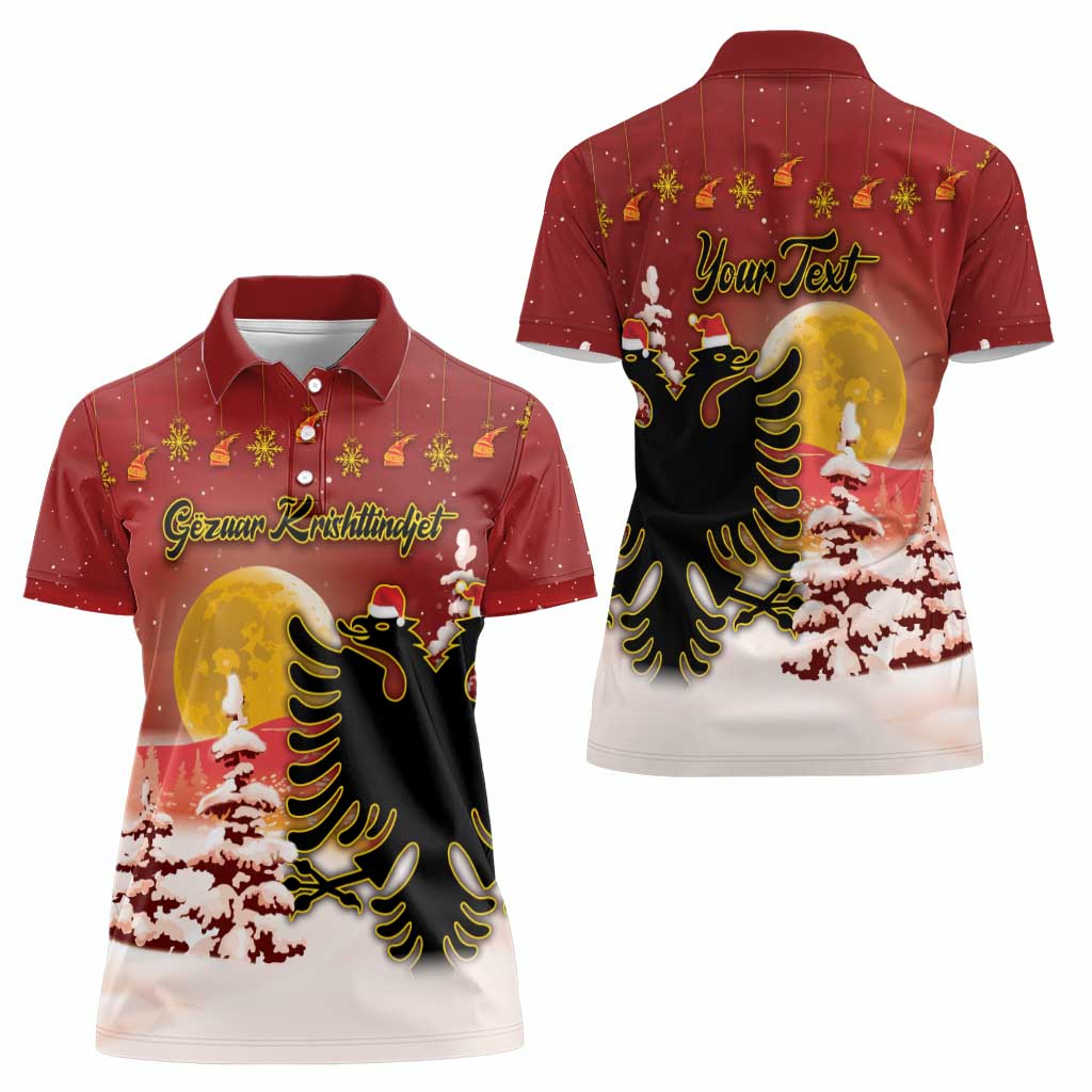 Personalized Albania Christmas Women Polo Shirt Gezuar Krishtlindjet - Wonder Print Shop