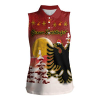 Personalized Albania Christmas Women Sleeveless Polo Shirt Gezuar Krishtlindjet - Wonder Print Shop